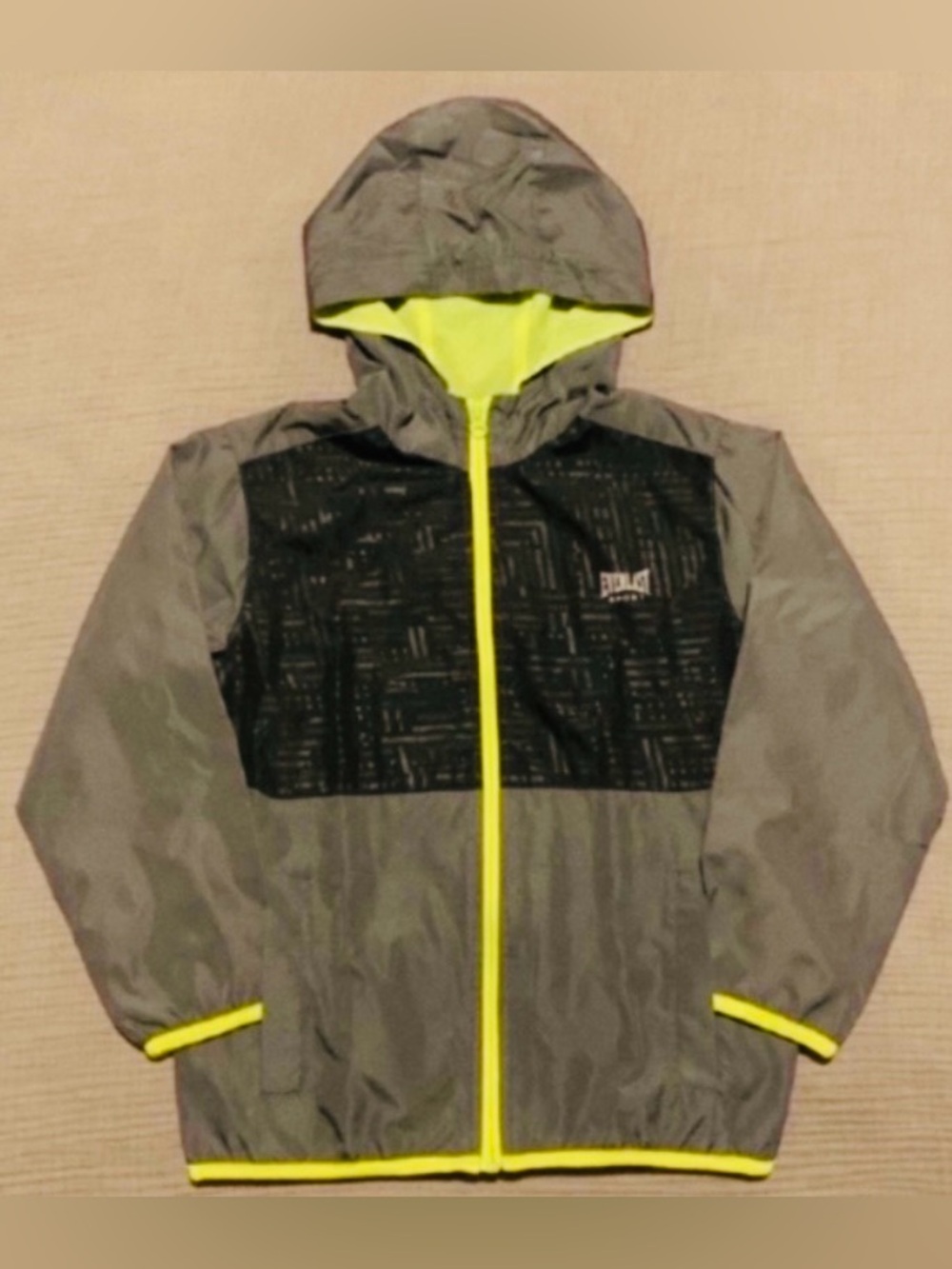 Everlast Kids' Gray and Neon Yellow Hooded Windbreaker